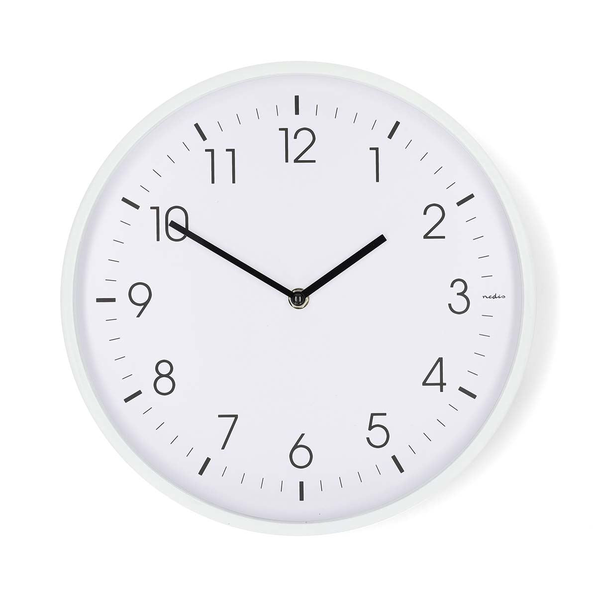 Nedis Wall Clock | Diameter: 300 mm | Plastic | Silent movement | White