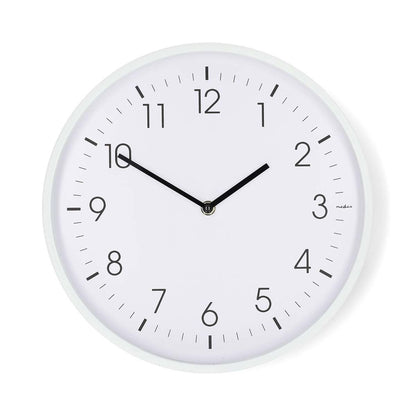 Nedis Wall Clock | Diameter: 300 mm | Plastic | Silent movement | White