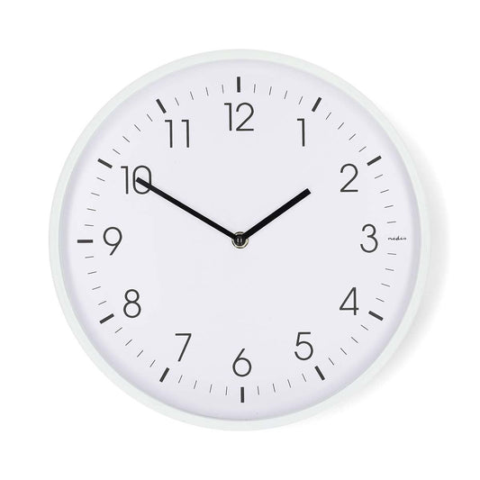 Nedis Wall Clock | Diameter: 300 mm | Plastic | Silent movement | White