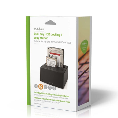 Nedis Hard Disk Docking station | USB 3.2 Gen1 | USB Type-A | 2 Disks | 2.5 / 3.5 " | USB 3.2 Gen1 | Docking | Desktop