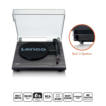 Lenco LS-10BK | Wood turntable with built-in speakers black