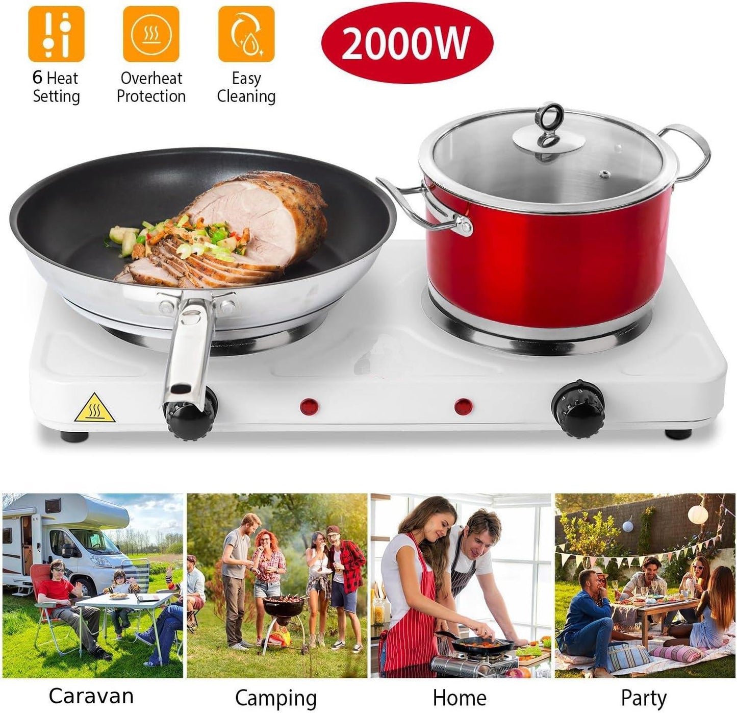 Nedis Electric Cooking Plates | Cooking zones: 2 | 2000 W | Overheating protection | White