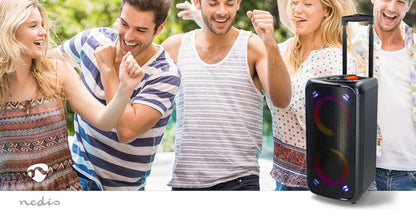Nedis Bluetooth® Party Speaker | Maximum battery play time: 5 hrs | 240 W | Carrying handle | Party lights | Equalizer | Black / Orange
