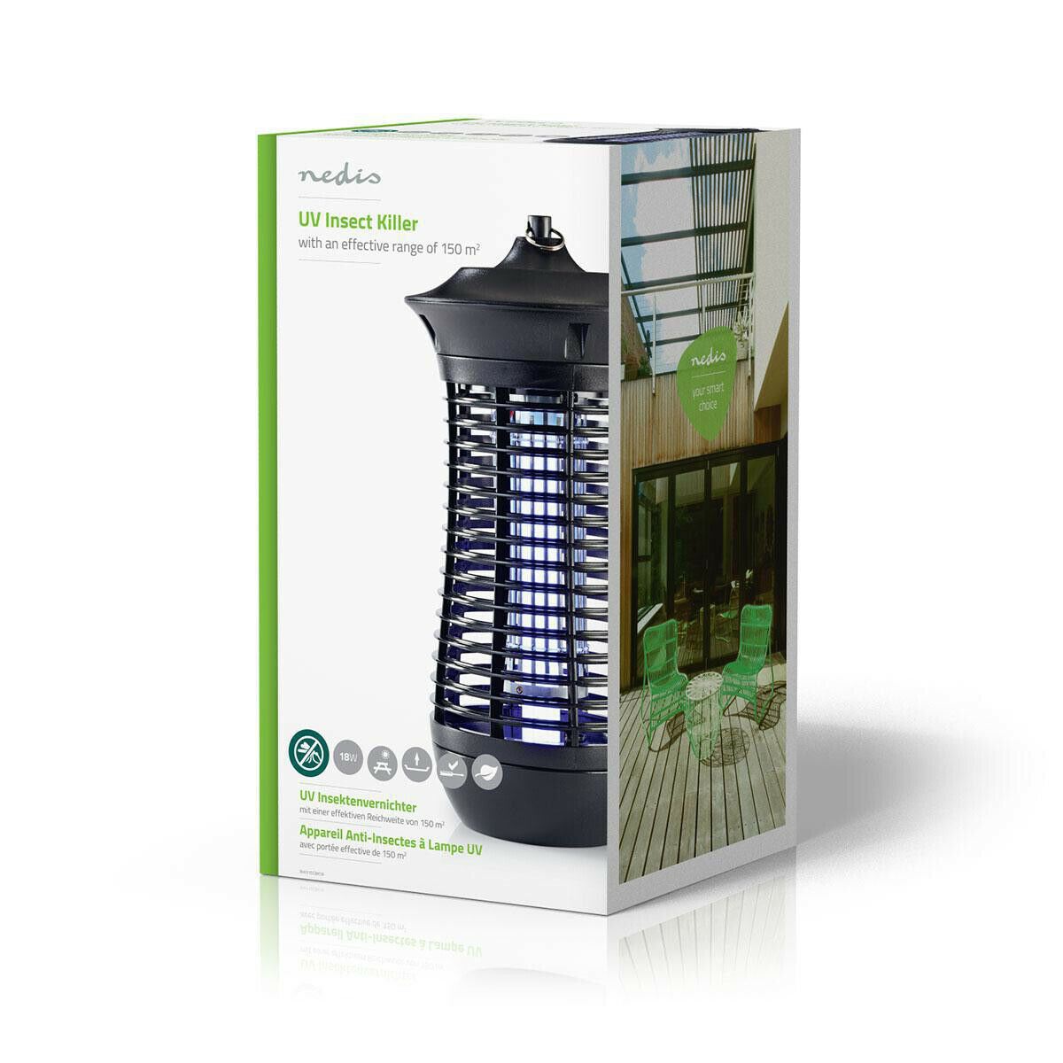 Nedis Insect Stop Light Trap | 18 W | Lamp type: 2G11 18W PL/BL | Effective range: 150 m² | Black