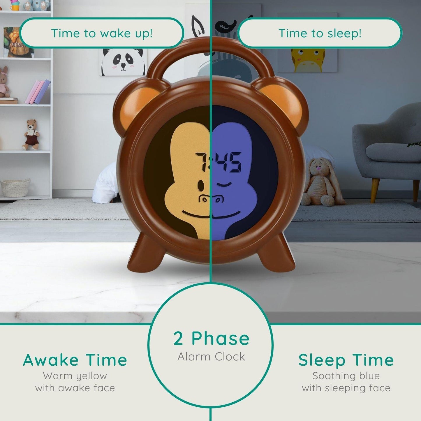 Alecto BC-100 MONKEY | Sleep Trainer & Night Lamp Light / Alarm Clock | Monkey