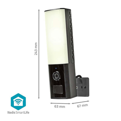 Nedis SmartLife Outdoor Camera | Wi-Fi | Ambient light | Full HD 1080p | IP65 | Cloud Storage (optional) / microSD (not included) / Onvif | 100 - 240 V AC | With motion sensor | Night vision | Black