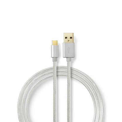 Nedis USB Cable | USB 2.0 | USB-A Male | USB-C™ Male | 15 W | 480 Mbps | Gold Plated | 2.00 m | Round | Braided / Nylon | Aluminium | Cover Window Box