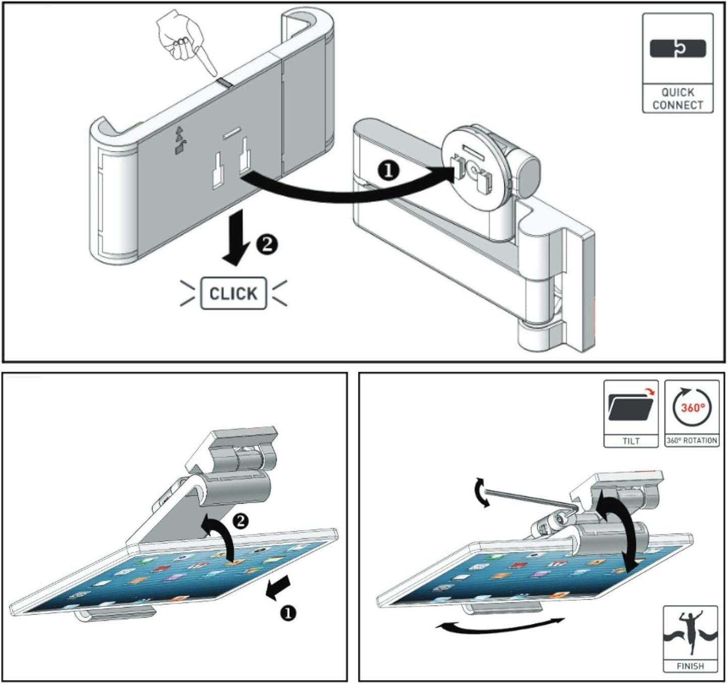 Nedis Tablet Mount | 7 - 12 " | Full Motion | Application: Wall