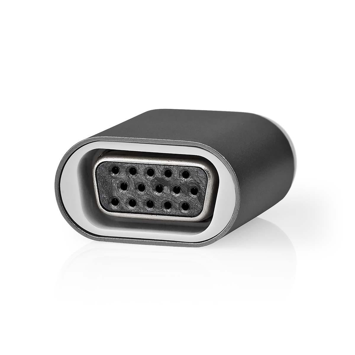 Nedis USB-C™ Adapter | USB 3.2 Gen 1 | USB-C™ Male | VGA Female | Full HD 1080p | Round | Nickel Plated | Black / Grey | Envelope
