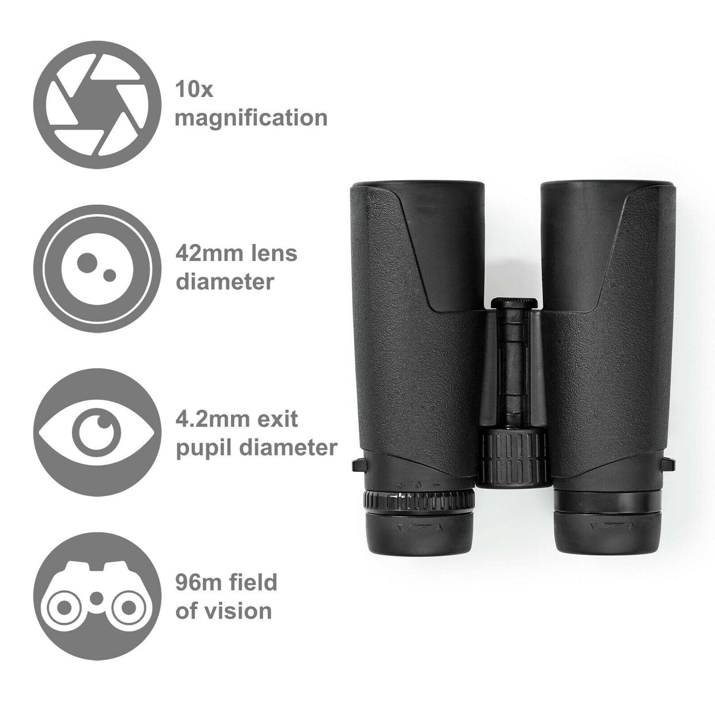 Nedis Binocular | Magnification: 10 x | Objective lens diameter: 42 mm | Field of view: 96 m | Travel bag included | Black