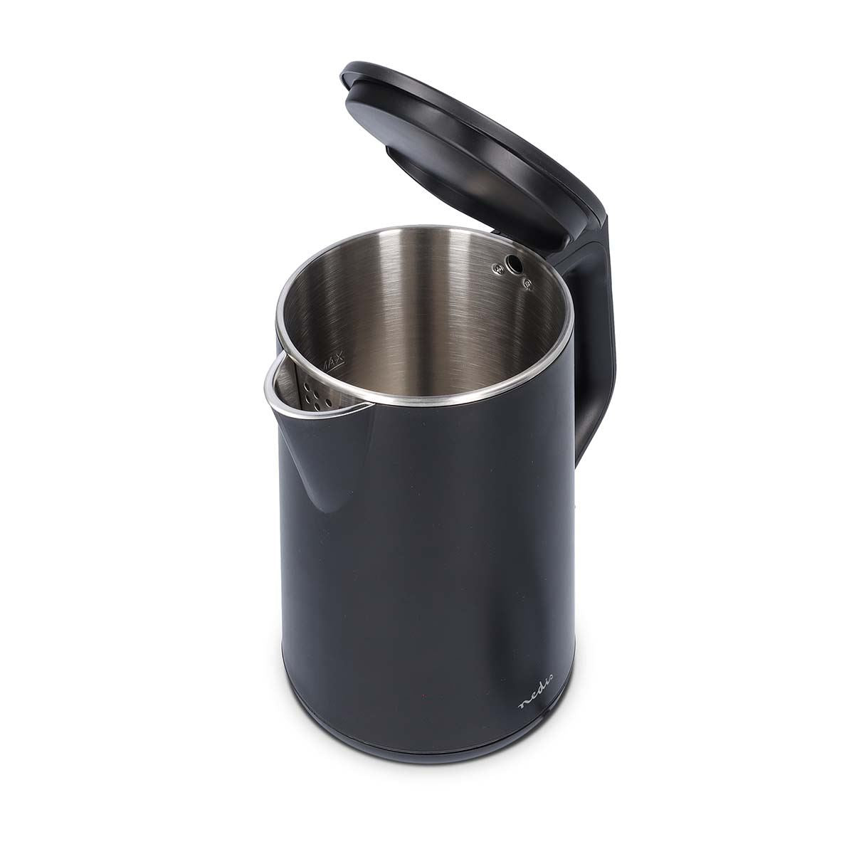 Nedis Electric Kettle | 1.5 l | Plastic | Black | Rotatable 360 degrees | Concealed heating element | Strix® controller | Boil-dry protection