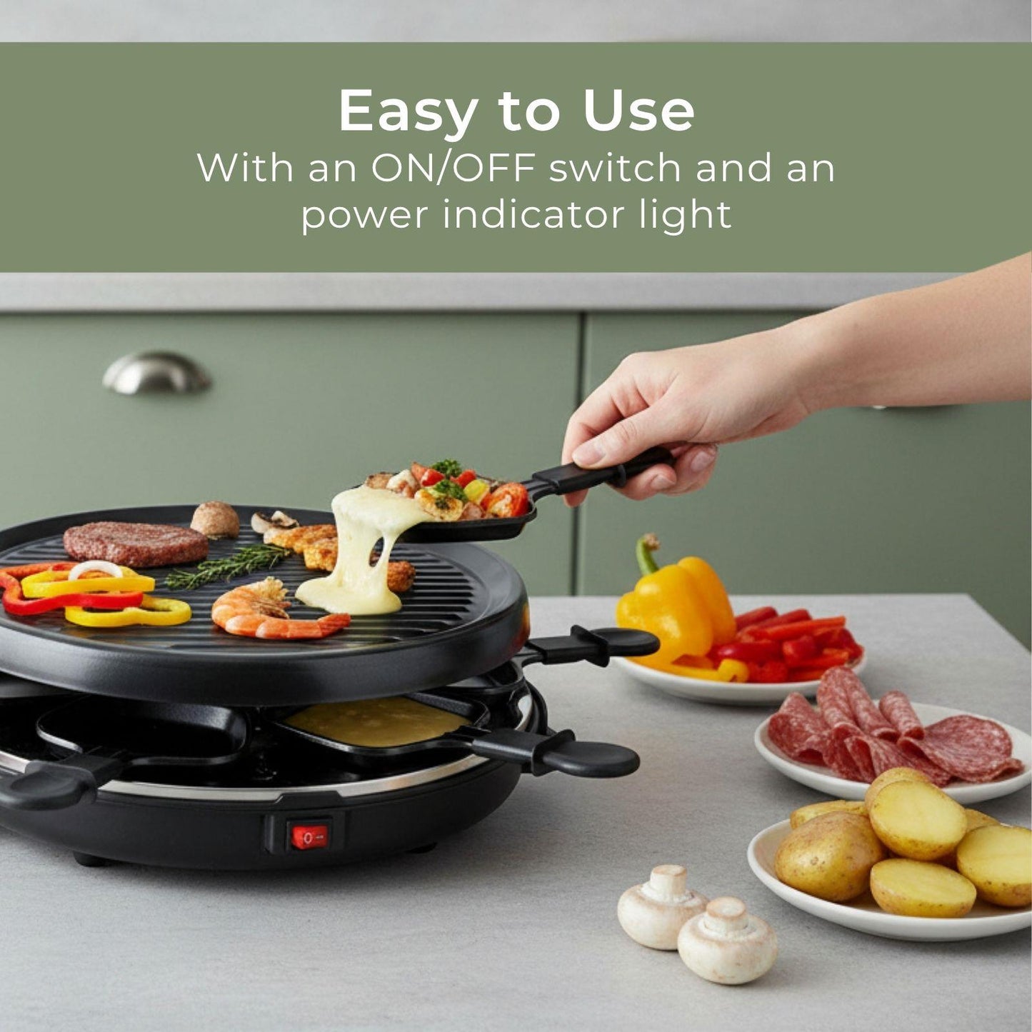 MELISSA Gourmet / Raclette | Grill | 6 Persons | Spatula | Non stick coating | Round