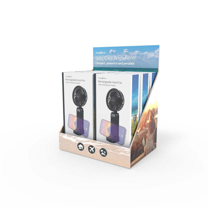 Nedis FNHH3BOX2 | Hand Fan | 90 mm | 6-Speed Settings | 6 Units including Display | Black