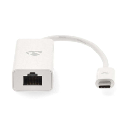 Nedis USB Network Adapter | USB 3.2 Gen 1 | 1000 Mbps | USB-C™ Male | RJ45 Female | 0.20 m | Round | Nickel Plated | Tinned Copper | White | Box 17.081.195