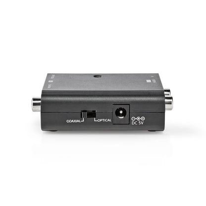 Nedis Digital Audio Converter | 2-way | Connection input: 1x S/PDIF (RCA) Female / 1x TosLink Female | Connection output: 2x RCA Male | ARC | Manual | Black