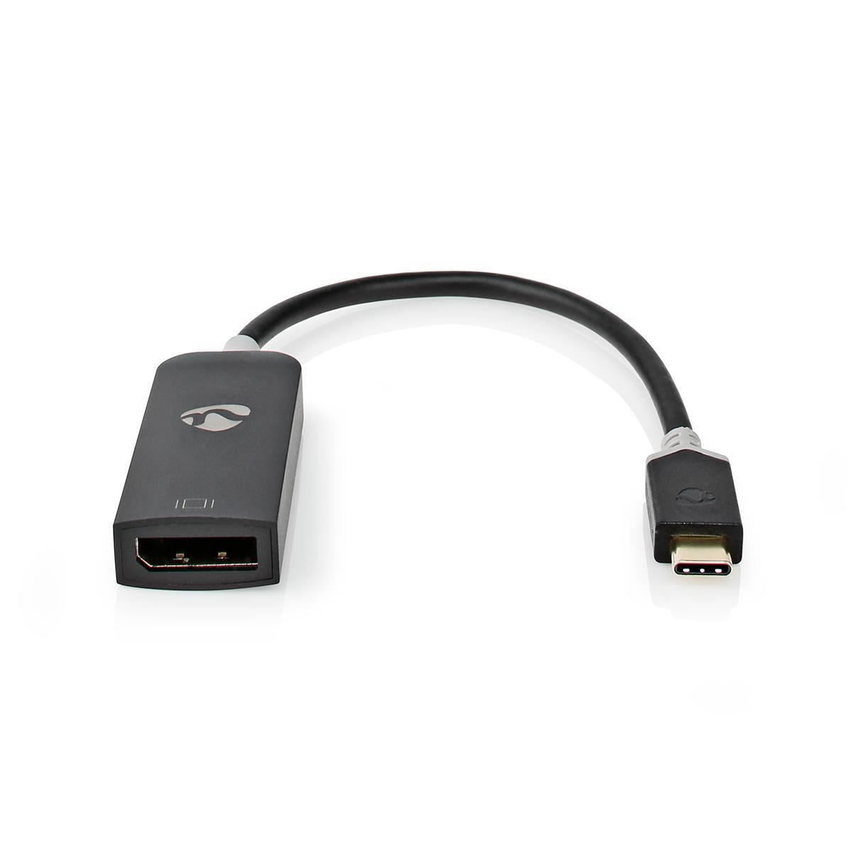 Nedis USB-C™ Adapter | USB 3.2 Gen 1 | USB-C™ Male | DisplayPort Female | 8K@30Hz | 0.20 m | Round | Gold Plated | PVC | Anthracite | Window Box