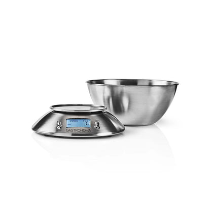 Gastronoma 18310021 | Digital Kitchen Scales | Stainless steel | Removable bowl | Alarm timer | Temperature sensor | Illuminated LCD display