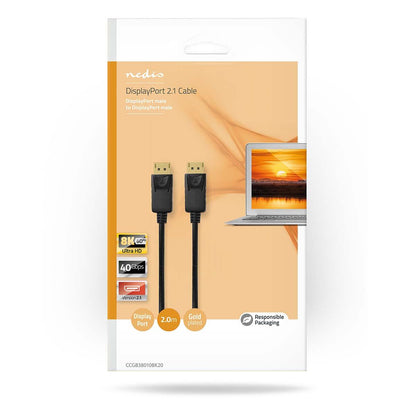 Nedis DisplayPort Cable | DisplayPort Male | DisplayPort Male | 8K@60Hz | Gold Plated | 2.00 m | Round | PVC | Black | Box