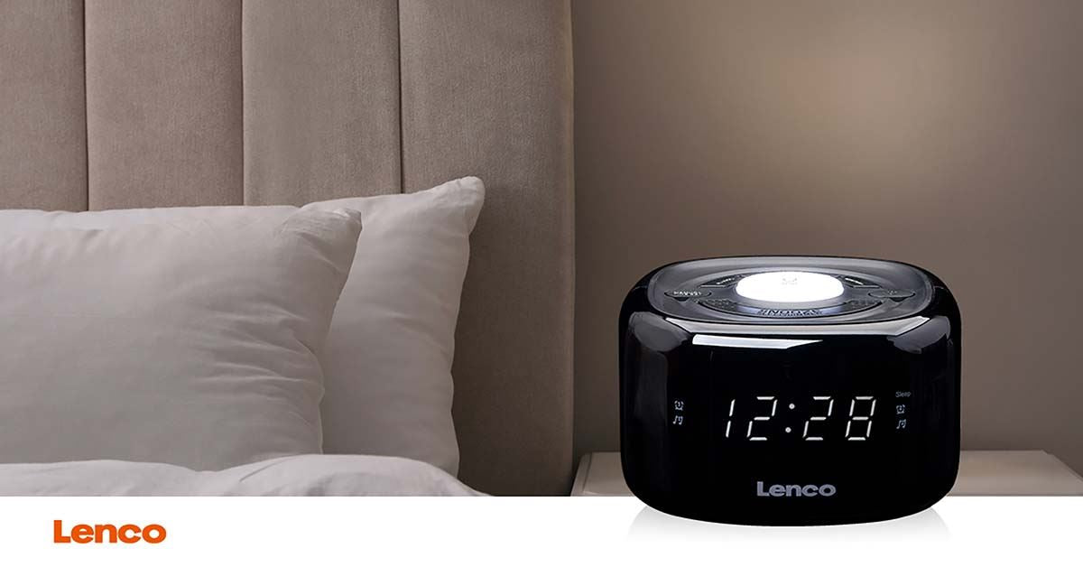 Lenco CR-12BK | FM Clock Radio | Night Light | Black