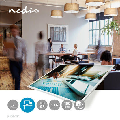 Nedis Laminating Film | A3 | Thickness: 100 µm | Packed per: 100 pcs | Plastic | Transparent