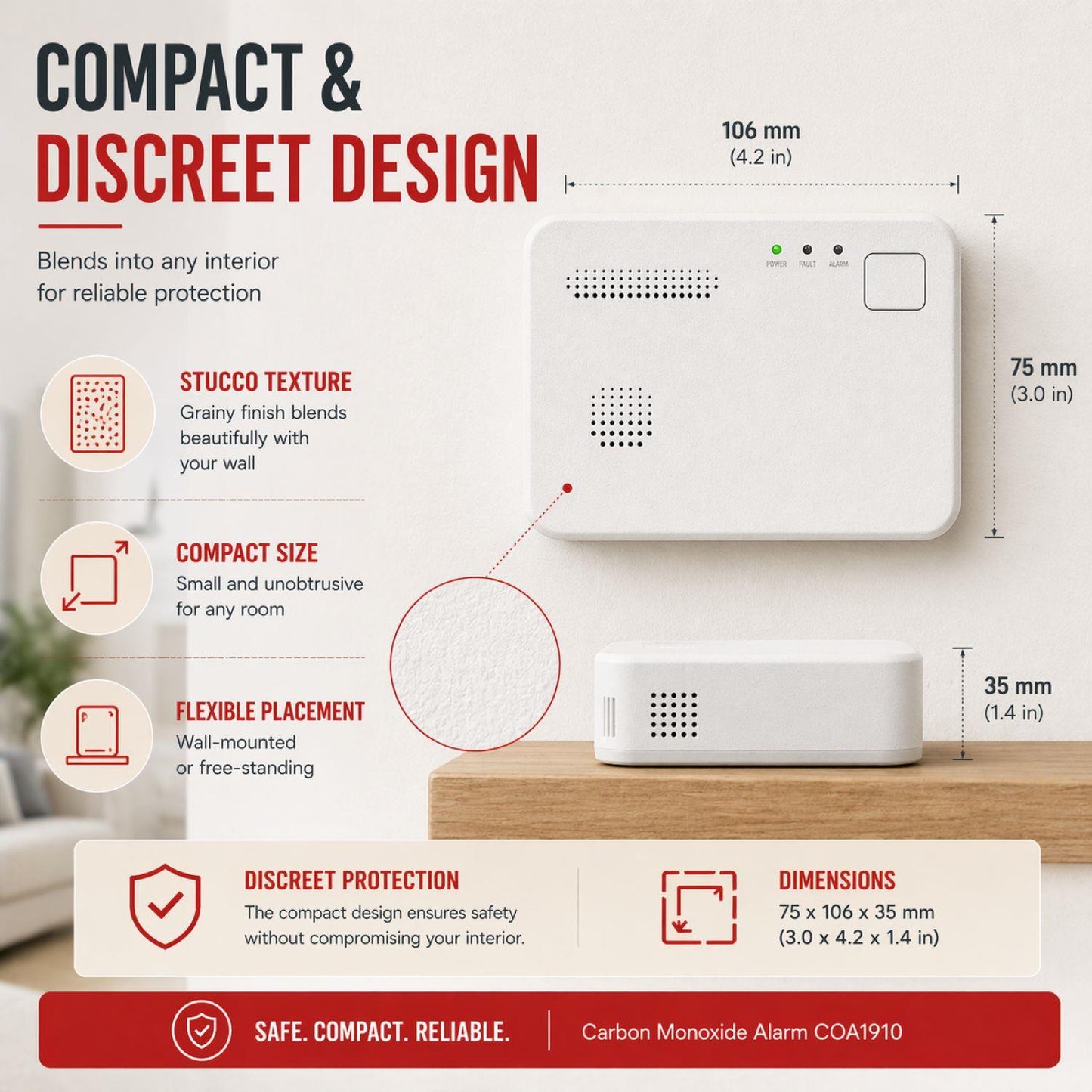 Alecto COA1910 Carbon monoxide Alarm with 10 year Sensor Runtime