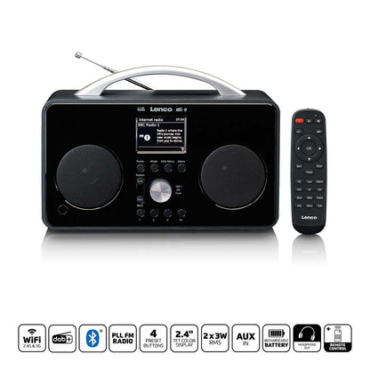 Lenco Internet DAB+/FM radio with Bluetooth Remote Control and rechargable battery