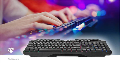 Nedis Wired Gaming Keyboard | USB Type-A | Membrane Keys | LED | QWERTY | US Layout | USB Powered | Power cable length: 1.30 m | Multimedia