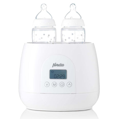 Alecto BW700TWIN | 2 Bottle Warmer, Baby Double Bottle Sterilizer with Digital Display and Temperature Control | White