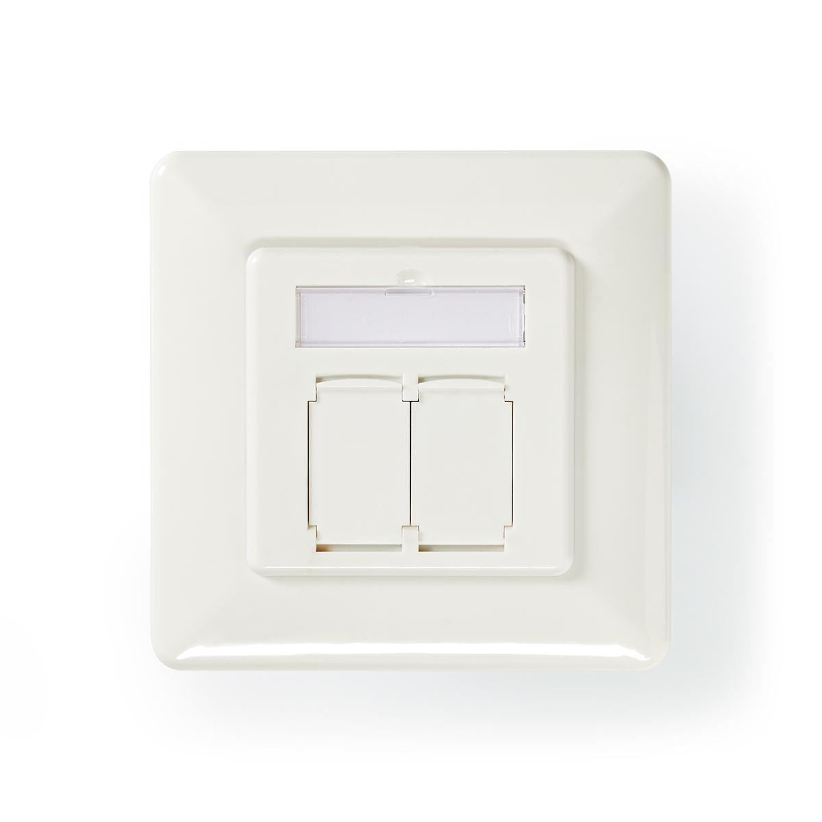 Nedis Network Wall Box | In-Wall | 2 port(s) | CAT6a | Straight | Female | Gold Plated | PVC | White | Envelope