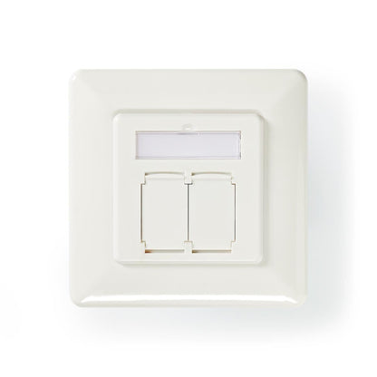 Nedis Network Wall Box | In-Wall | 2 port(s) | CAT6a | Straight | Female | Gold Plated | PVC | White | Envelope