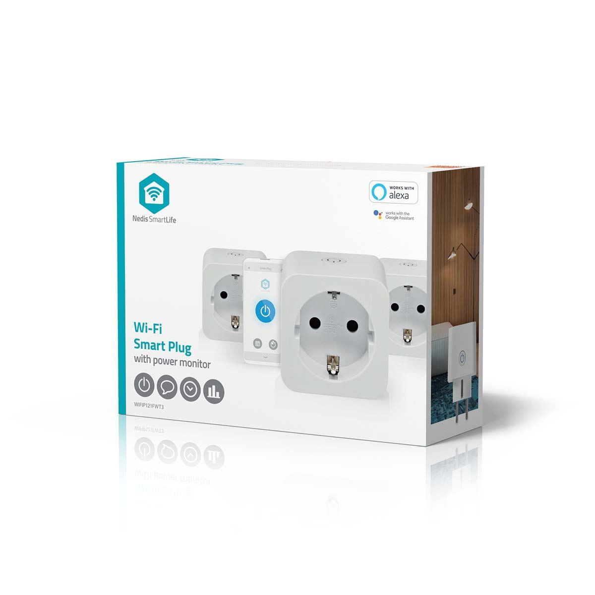 Nedis SmartLife Smart Plug | Wi-Fi | IP21 | Power meter | 3680 W | Type F (CEE 7/7) | 0 - 55 °C | Android™ / IOS | White | 3 pcs