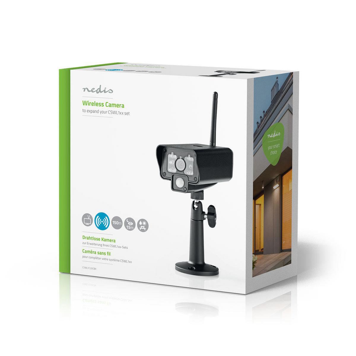 Nedis Digital Wireless Camera | 2.4 GHz | VGA | Indoor and Outdoor | Night vision: 5.00 m | Viewing angle: 73 ° | Black | IP54