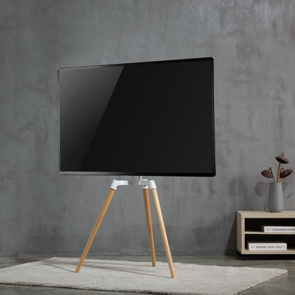Nedis TV Floor Stand | 50 - 65 " | Maximum supported screen weight: 35 kg | Scandinavian Design | Rotatable | Anti-tip strap | Snap-lock | Aluminium / Steel | White