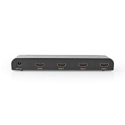 Nedis HDMI™ Switch | 3 port(s) | 3x HDMI™ Input | 1x HDMI™ Output | 4K@60Hz | 18 Gbps | Remote controlled | Metal | Anthracite
