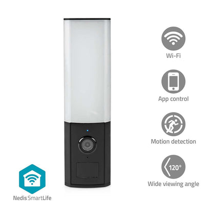 Nedis SmartLife Outdoor Camera | Wi-Fi | Ambient light | Full HD 1080p | IP65 | Cloud Storage (optional) / microSD (not included) / Onvif | 100 - 240 V AC | With motion sensor | Night vision | Black