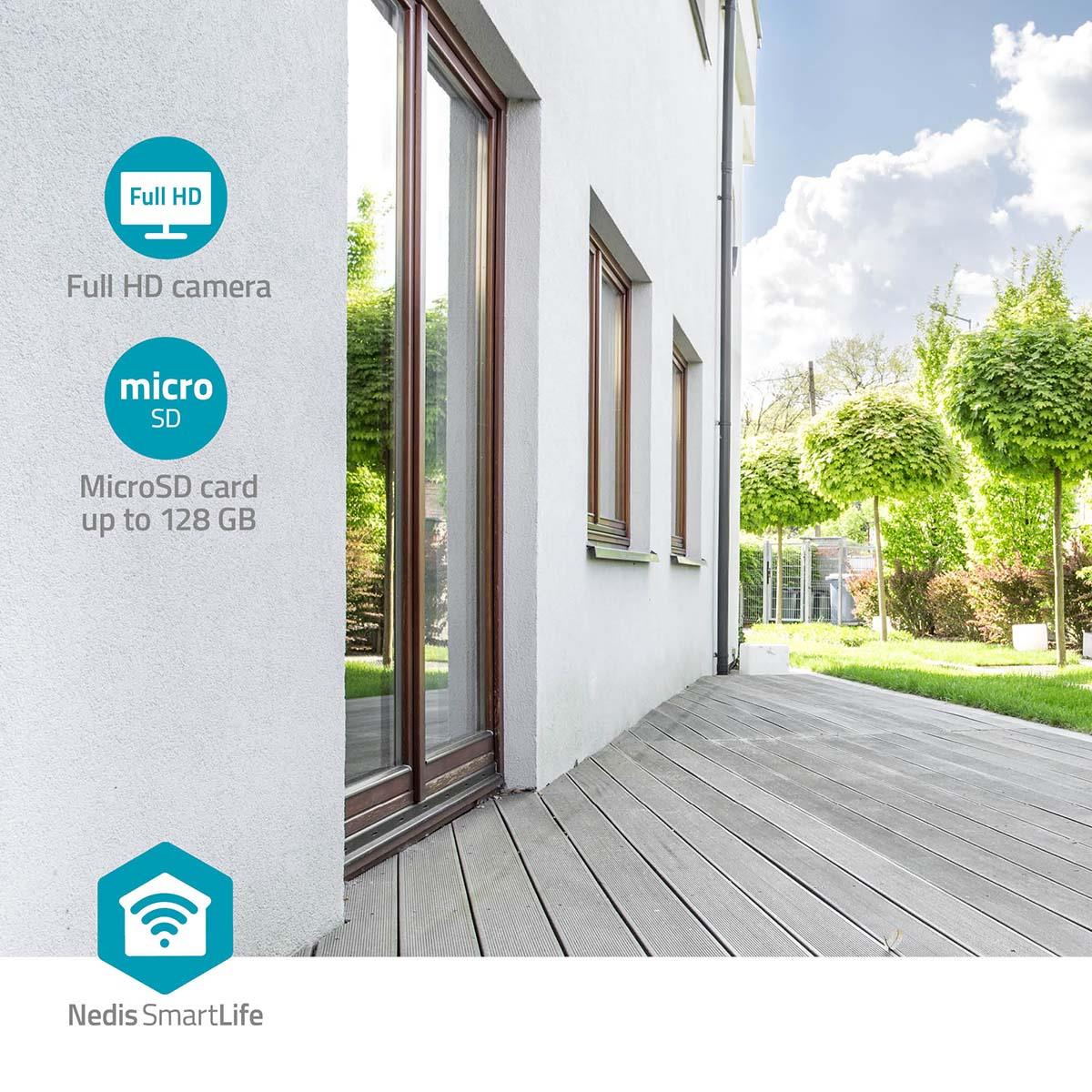 Nedis SmartLife Outdoor Camera | Wi-Fi | Ambient light | Full HD 1080p | IP65 | Cloud Storage (optional) / microSD (not included) / Onvif | 100 - 240 V AC | With motion sensor | Night vision | Black