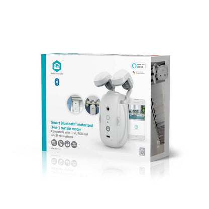 Nedis SmartLife Curtain Robot | I Rail / Rod Rail / U Rail | Curtains / Drapes | Battery Powered / USB Powered | 4000 mAh | Bluetooth® | White