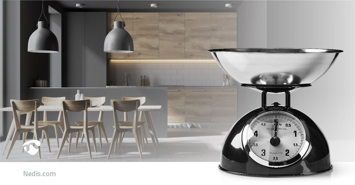 Nedis Kitchen Scales | Analog | Stainless Steel | Removable Bowl | Black
