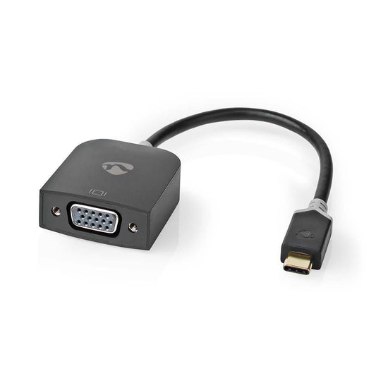 Nedis USB-C™ Adapter | USB 3.2 Gen 1 | USB-C™ Male | VGA Female | 1920x1200 | 0.20 m | Round | Gold Plated | PVC | Anthracite | Window Box with Euro Lock