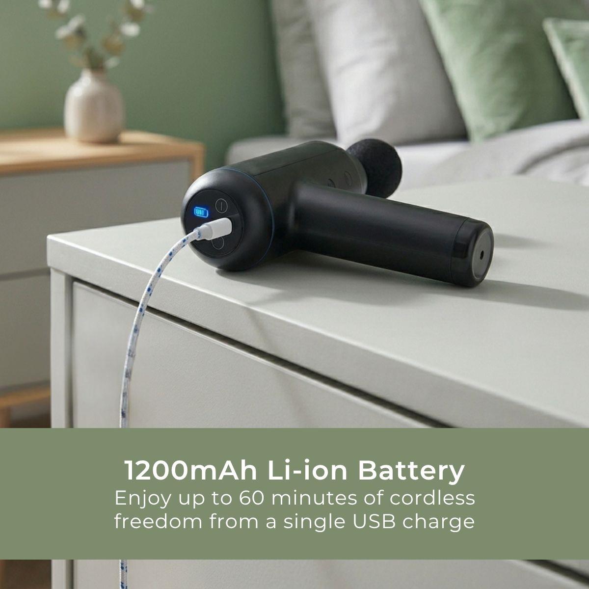 MELISSA Massage Gun | LED | Battery Powered | Rechargeable | 4 Massage Modes | 4 Interchangeable Attachments | Black