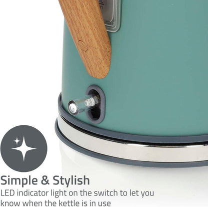 Nedis Electric Kettle | 1.7 l | Soft-Touch | Green | Rotatable 360 degrees | Concealed heating element | Strix® controller | Boil-dry protection