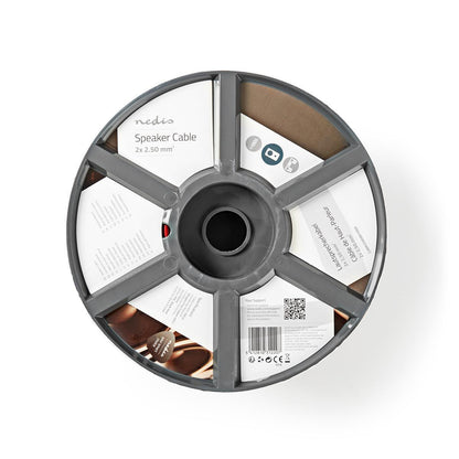 Nedis Speaker Cable | 2 x 2.50 mm² | Copper | 100.0 m | Round | PVC | Black / Red | Reel