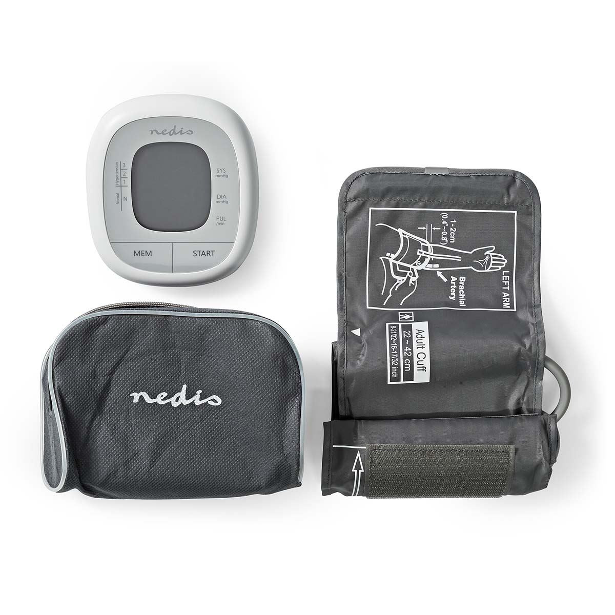 Nedis Blood Pressure Monitor | Arm | Backlight LCD Display | 22 - 42 cm | Memory slots: 60 | White