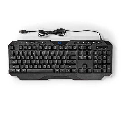 Nedis Wired Gaming Keyboard | USB Type-A | Membrane Keys | LED | QWERTY | US Layout | USB Powered | Power cable length: 1.30 m | Multimedia