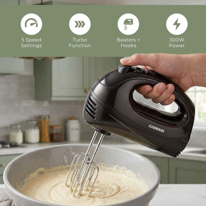 MELISSA Hand Mixer | 5 Speeds with Turbo | 300 Watt | Black