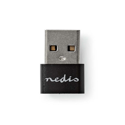 Nedis USB-A Adapter | USB 2.0 | USB-A Male | USB-C™ Female | 480 Mbps | Round | Nickel Plated | Black | Box