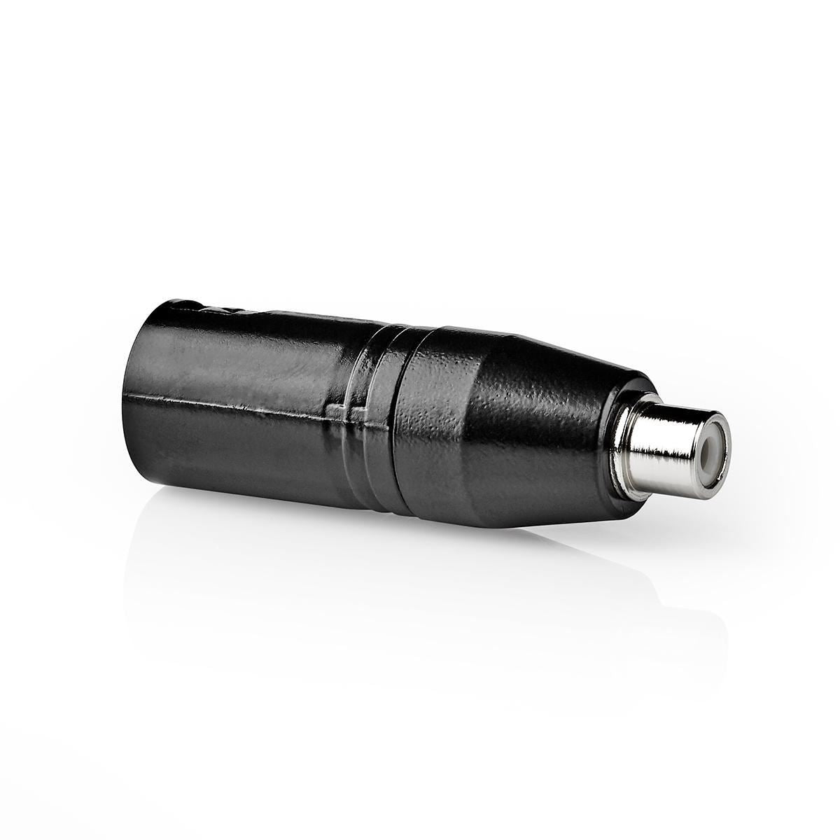 Nedis COTP15930BK | XLR Adapter | XLR 3-Pin Male | RCA Female | Nickel Plated | Straight | Metal | Black | 1 pcs | Polybag