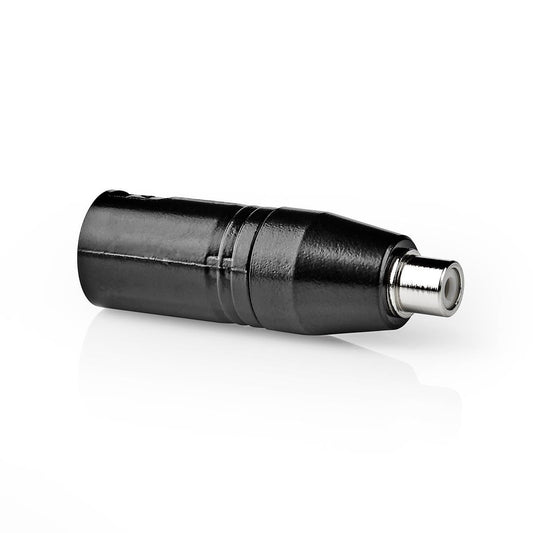 Nedis COTP15930BK | XLR Adapter | XLR 3-Pin Male | RCA Female | Nickel Plated | Straight | Metal | Black | 1 pcs | Polybag