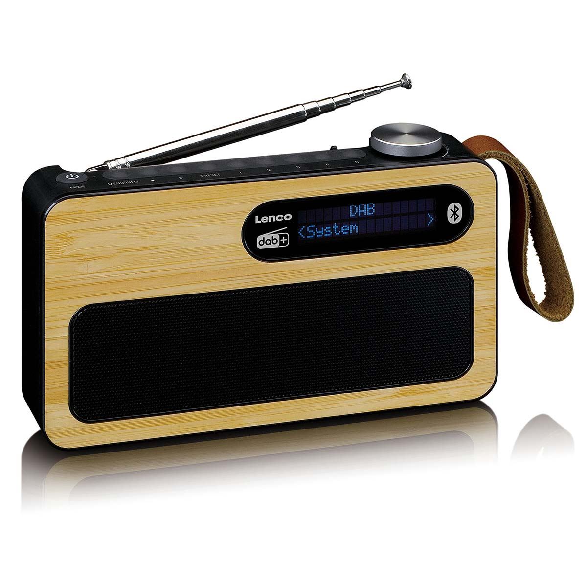 Lenco PDR040BAMBOOBK | Portable DAB+ FM Radio with Bluetooth® Speaker | Bamboo & Black