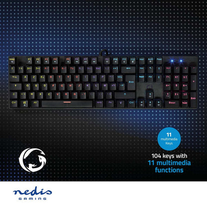 Nedis Wired Gaming Keyboard | USB Type-A | Mechanical Keys | LED | AZERTY | FR Layout | USB Powered | Power cable length: 1.50 m | Gaming
